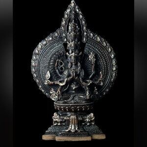 Handmade Copper Avalokiteshvara Statue Nepal 5.5" Compassion Buddha Figurine